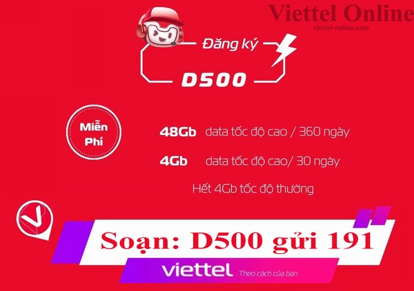 Cách đăng ký gói D500 Viettel