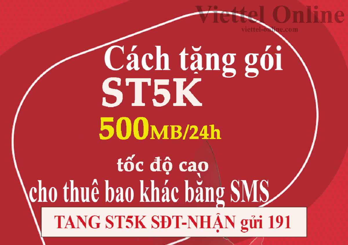 Cách tặng gói ST5K cho thuê bao khác bằng SMS
